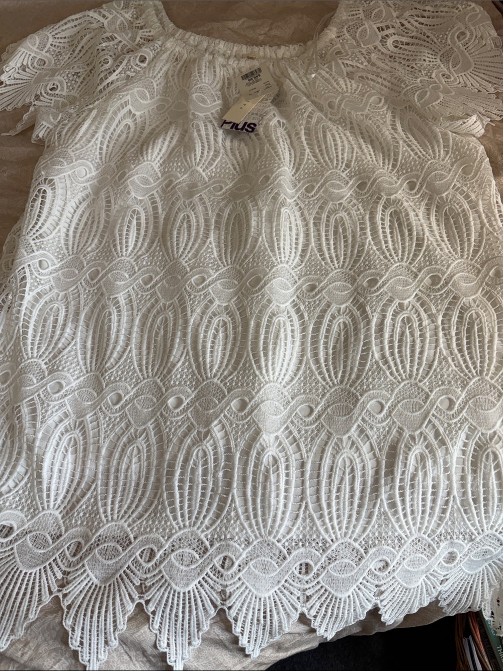 NWT A Diva White Crochet Lace Off-Shoulder Dress